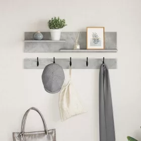   Fali Kabáthorog polcokkal Beton szürke 90 x 15 x 36 cm Faanyag