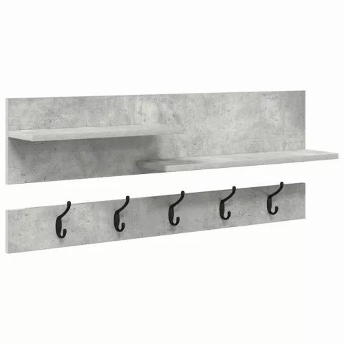 Fali Kabáthorog polcokkal Beton szürke 90 x 15 x 36 cm Faanyag