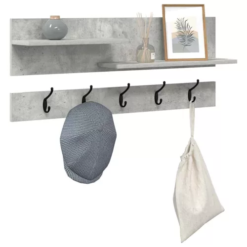 Fali Kabáthorog polcokkal Beton szürke 90 x 15 x 36 cm Faanyag