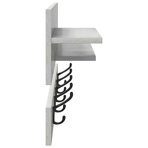 Fali Kabáthorog polcokkal Beton szürke 90 x 15 x 36 cm Faanyag