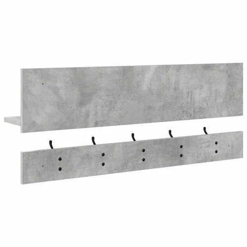 Fali Kabáthorog polcokkal Beton szürke 90 x 15 x 36 cm Faanyag