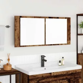   LED Tükörszekrény polcokkal Régi fa 100 x 12 x 45 cm Faanyag