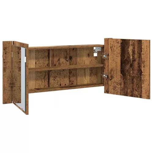 LED Tükörszekrény polcokkal Régi fa 100 x 12 x 45 cm Faanyag