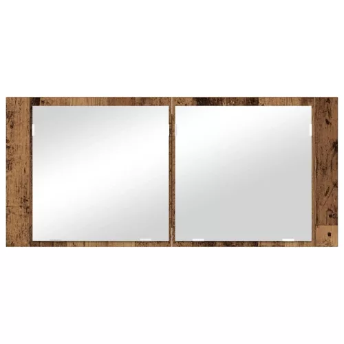 LED Tükörszekrény polcokkal Régi fa 100 x 12 x 45 cm Faanyag