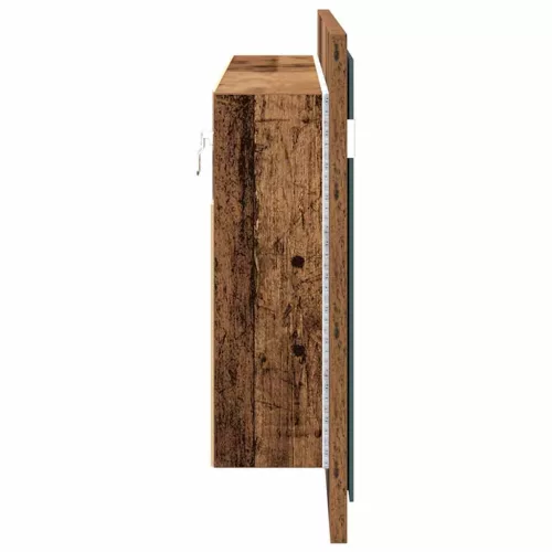 LED Tükörszekrény polcokkal Régi fa 100 x 12 x 45 cm Faanyag