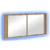 LED Tükörszekrény kézműves tölgy 100 x 12 x 45 cm Faanyag