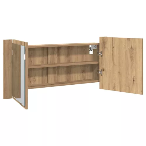 LED Tükörszekrény kézműves tölgy 100 x 12 x 45 cm Faanyag
