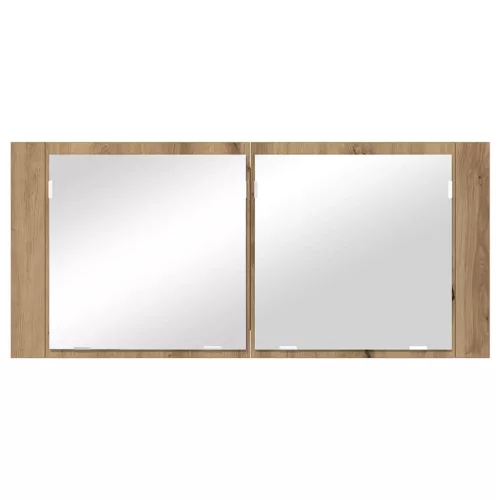 LED Tükörszekrény kézműves tölgy 100 x 12 x 45 cm Faanyag