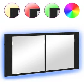   LED Tükörszekrény ajtóval Musta tammi 100 x 12 x 45 cm Faanyag