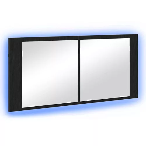 LED Tükörszekrény ajtóval Musta tammi 100 x 12 x 45 cm Faanyag