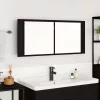 LED Tükörszekrény ajtóval Musta tammi 100 x 12 x 45 cm Faanyag