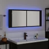 LED Tükörszekrény ajtóval Musta tammi 100 x 12 x 45 cm Faanyag