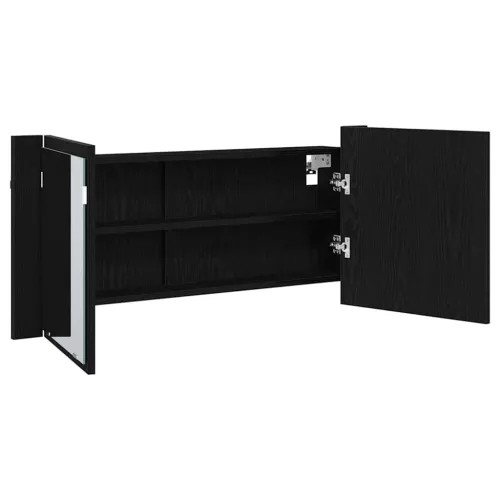 LED Tükörszekrény ajtóval Musta tammi 100 x 12 x 45 cm Faanyag