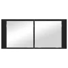 LED Tükörszekrény ajtóval Musta tammi 100 x 12 x 45 cm Faanyag