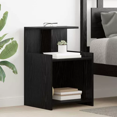 Éjjeliszekrény 2 pcs Musta tammi 40 x 35 x 60 cm Faanyag