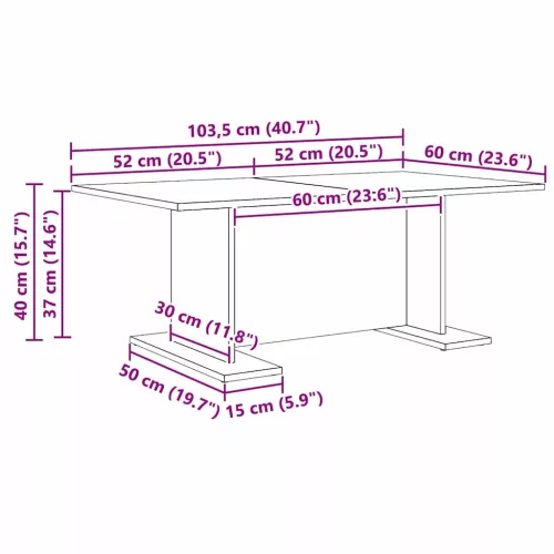 Dohányzóasztal Musta tammi 103.5 x 60 x 40 cm Faanyag