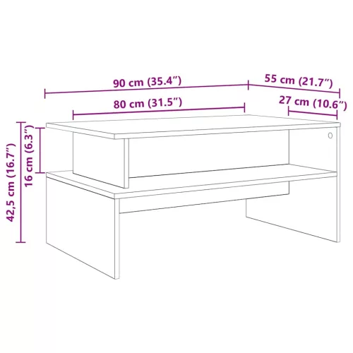 Dohányzóasztal Musta tammi 90 x 55 x 42.5 cm Faanyag