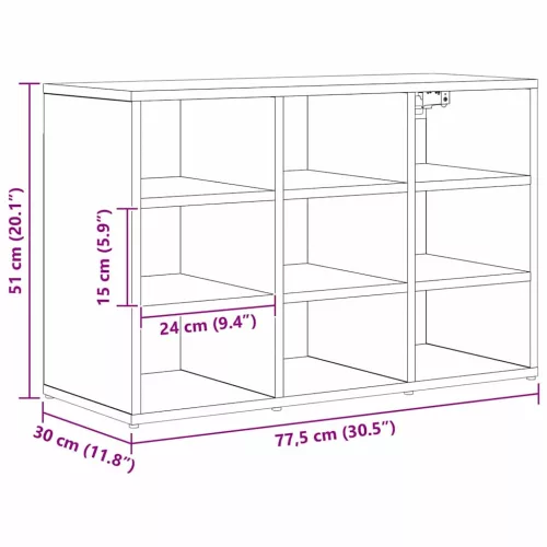 Cipősszekrény polcokkal Musta tammi 77.5 x 30 x 51 cm Faanyag