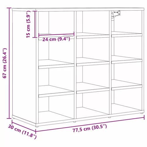 Cipősszekrény polcokkal Musta tammi 77.5 x 30 x 67 cm Faanyag