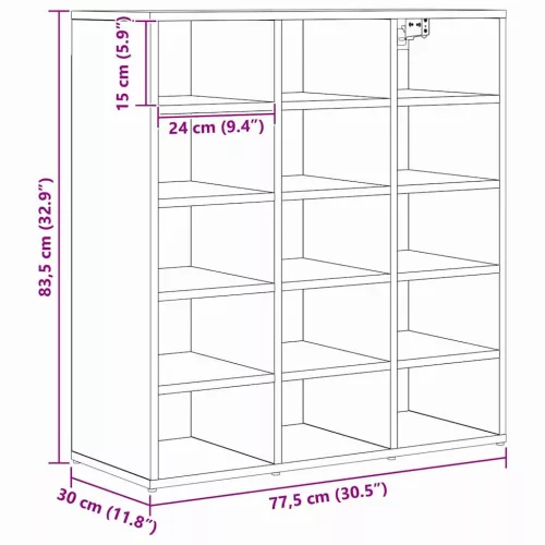 Cipősszekrény kézműves tölgy 77.5 x 30 x 83.5 cm Faanyag