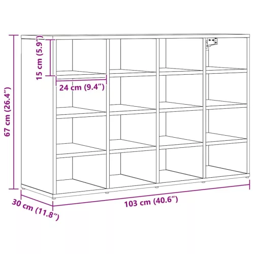 Cipősszekrény polcokkal Musta tammi 103 x 30 x 67 cm Faanyag