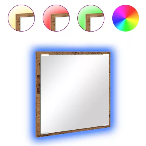 LED Fürdőszoba Tükör tükörrel Régi fa 40 x 8,5 x 37 cm Faanyag
