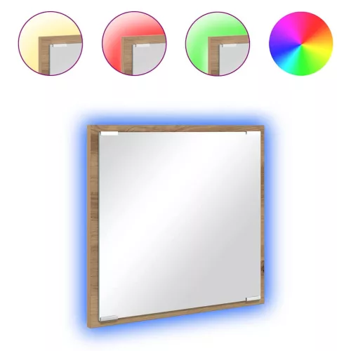 LED Fürdőszoba Tükör kézműves tölgy 40 x 8,5 x 37 cm Faanyag