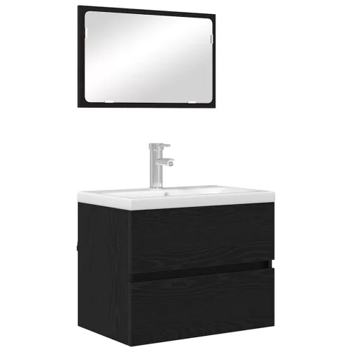 Fürdőszobai Bútor Készlet 2 pcs Fekete tölgy 57 x 37 x 45 cm