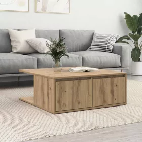   Dohányzóasztal fiókkal kézműves tölgy 80 x 80 x 31 cm Faanyag
