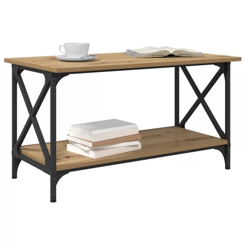 Dohányzóasztal kézműves tölgy 80 x 45 x 45.5 cm Faanyag