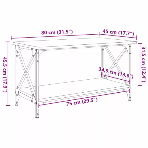Dohányzóasztal Musta tammi 80 x 45 x 45.5 cm Faanyag
