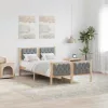 Ágykeret fejtámlával Világosszürke 120 x 200 cm szövet