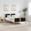 Ágykeret fejtámlával Barna és fekete 120 x 200 cm Tömör fenyőfa