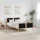 Ágykeret fejtámlával Barna és fekete 120 x 200 cm Tömör fenyőfa