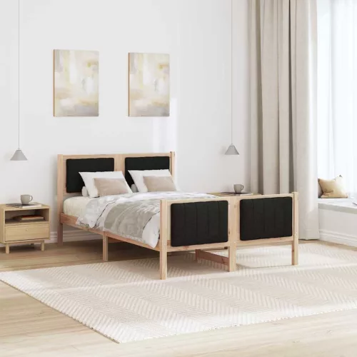 Ágykeret fejtámlával Barna és fekete 120 x 200 cm Tömör fenyőfa