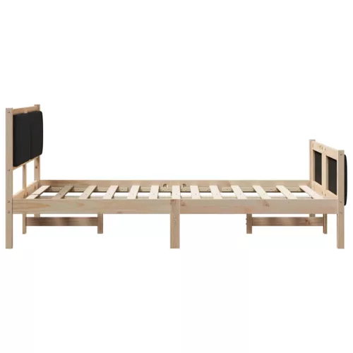 Ágykeret fejtámlával Barna és fekete 120 x 200 cm Tömör fenyőfa