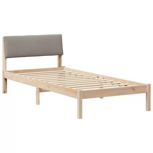 Ágykeret fejtámlával Barna és taupe 100 x 200 cm Tömör fenyőfa