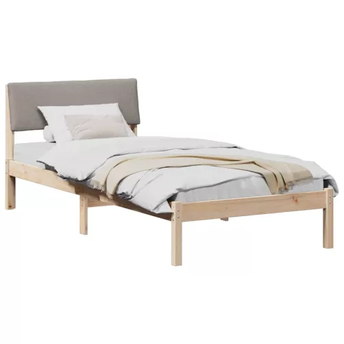 Ágykeret fejtámlával Barna és taupe 100 x 200 cm Tömör fenyőfa