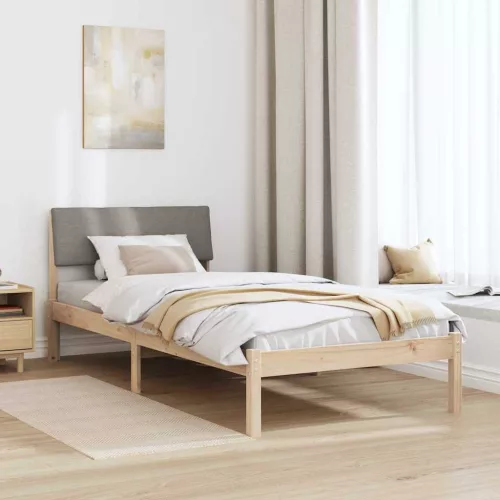 Ágykeret fejtámlával Barna és taupe 100 x 200 cm Tömör fenyőfa