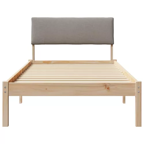 Ágykeret fejtámlával Barna és taupe 100 x 200 cm Tömör fenyőfa