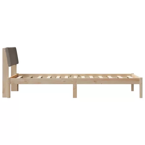 Ágykeret fejtámlával Barna és taupe 100 x 200 cm Tömör fenyőfa
