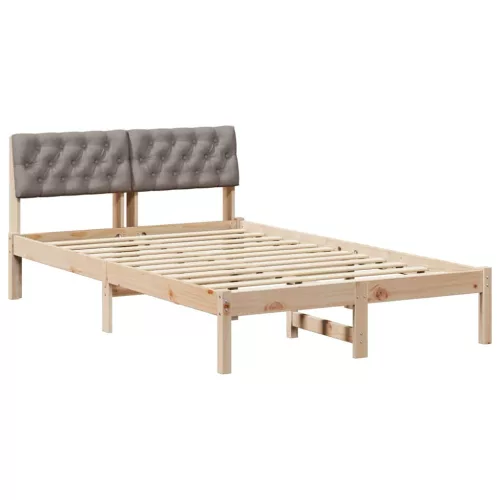 Ágykeret fejtámlával Barna és taupe 120 x 200 cm Tömör fenyőfa