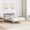 Ágykeret fejtámlával Barna és taupe 120 x 200 cm Tömör fenyőfa