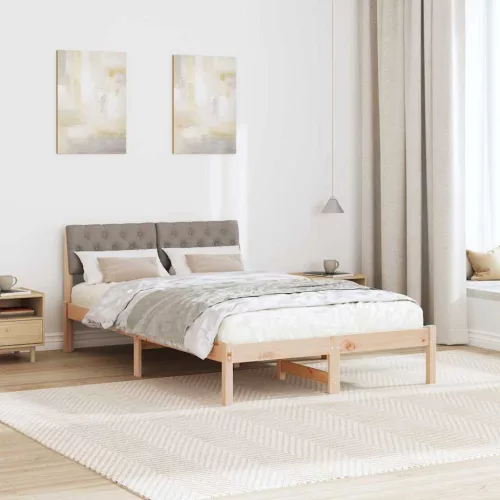 Ágykeret fejtámlával Barna és taupe 120 x 200 cm Tömör fenyőfa