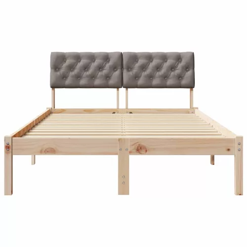 Ágykeret fejtámlával Barna és taupe 120 x 200 cm Tömör fenyőfa