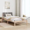 Ágykeret fejtámlával Barna és taupe 90 x 200 cm Tömör fenyőfa