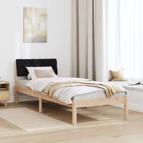 Ágykeret fejtámlával Barna és fekete 80 x 200 cm Tömör fenyőfa