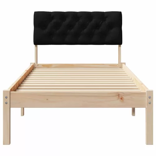 Ágykeret fejtámlával Barna és fekete 80 x 200 cm Tömör fenyőfa
