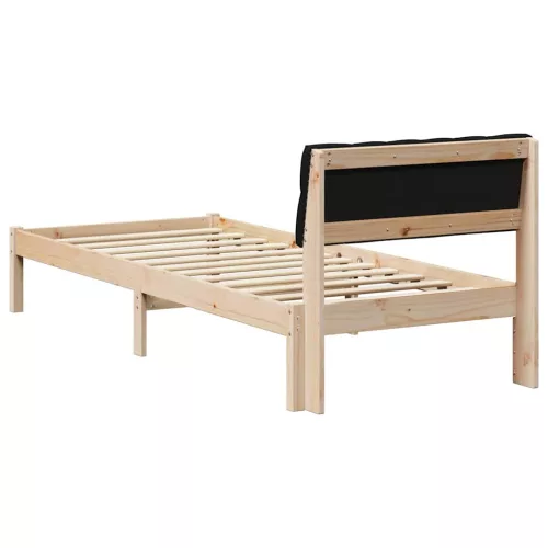 Ágykeret fejtámlával Barna és fekete 80 x 200 cm Tömör fenyőfa