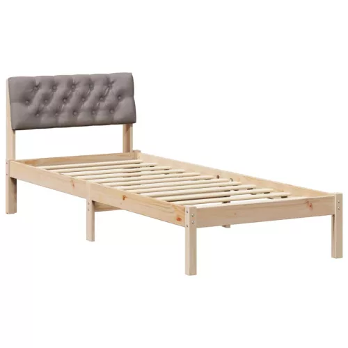 Ágykeret fejtámlával Barna és taupe 80 x 200 cm Tömör fenyőfa